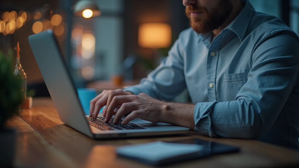 Person skyddar sitt lösenord på laptop med säkerhetslås, fokuserad på dataskärm, professionell kontorsmiljö