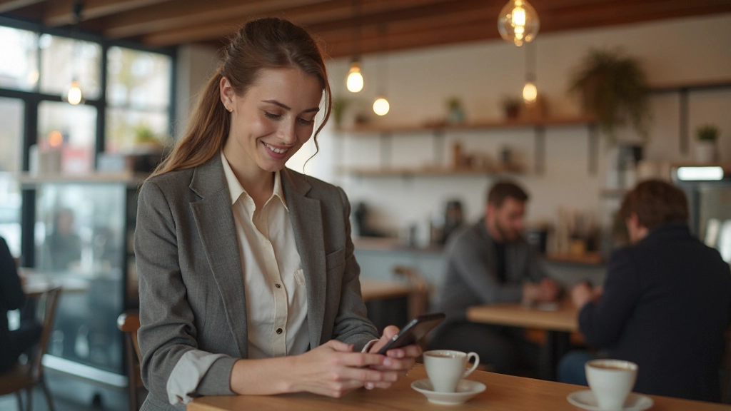 Professional demonstrating secure online shopping on mobile device