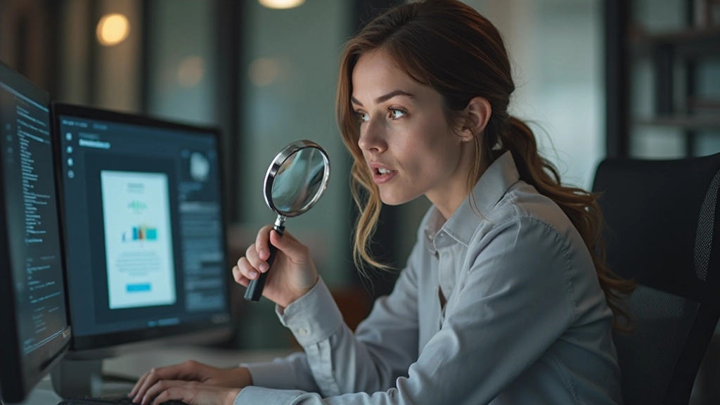 En person som undersöker ett misstänkt e-postmeddelande för tecken på nätfiske och bedrägeri